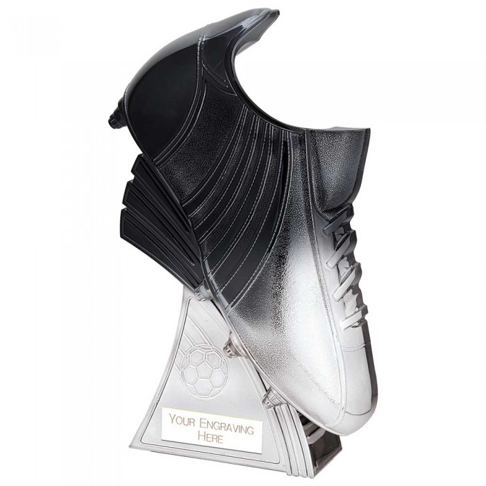 SILVER POWER FOOTBALL BOOT RESIN - ICE PLATINUM & CARBON BLACK - 5 SIZES - 16CM TO 25CM